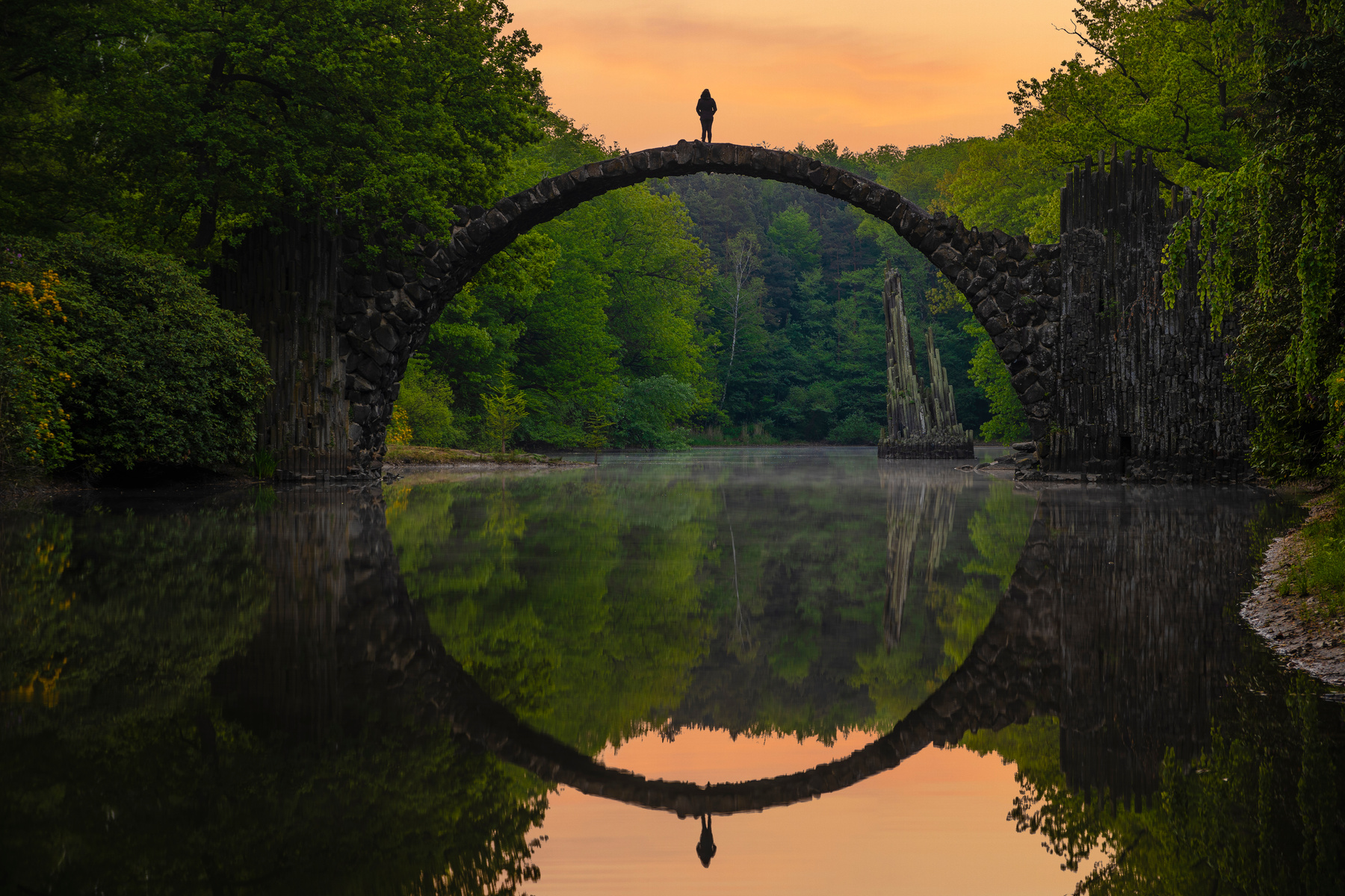 Rakotz Bridge (Rakotzbrucke, Devil's Bridge) in Kromlau, Saxony, Germany